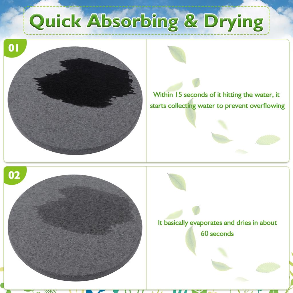 Diatomaceous Earth Coaster 4/6/8Inch Diatomite Plant Saucer Stone Plant Sourcer Instant Dry Water Absorbent Diatomite Tray (Dark
