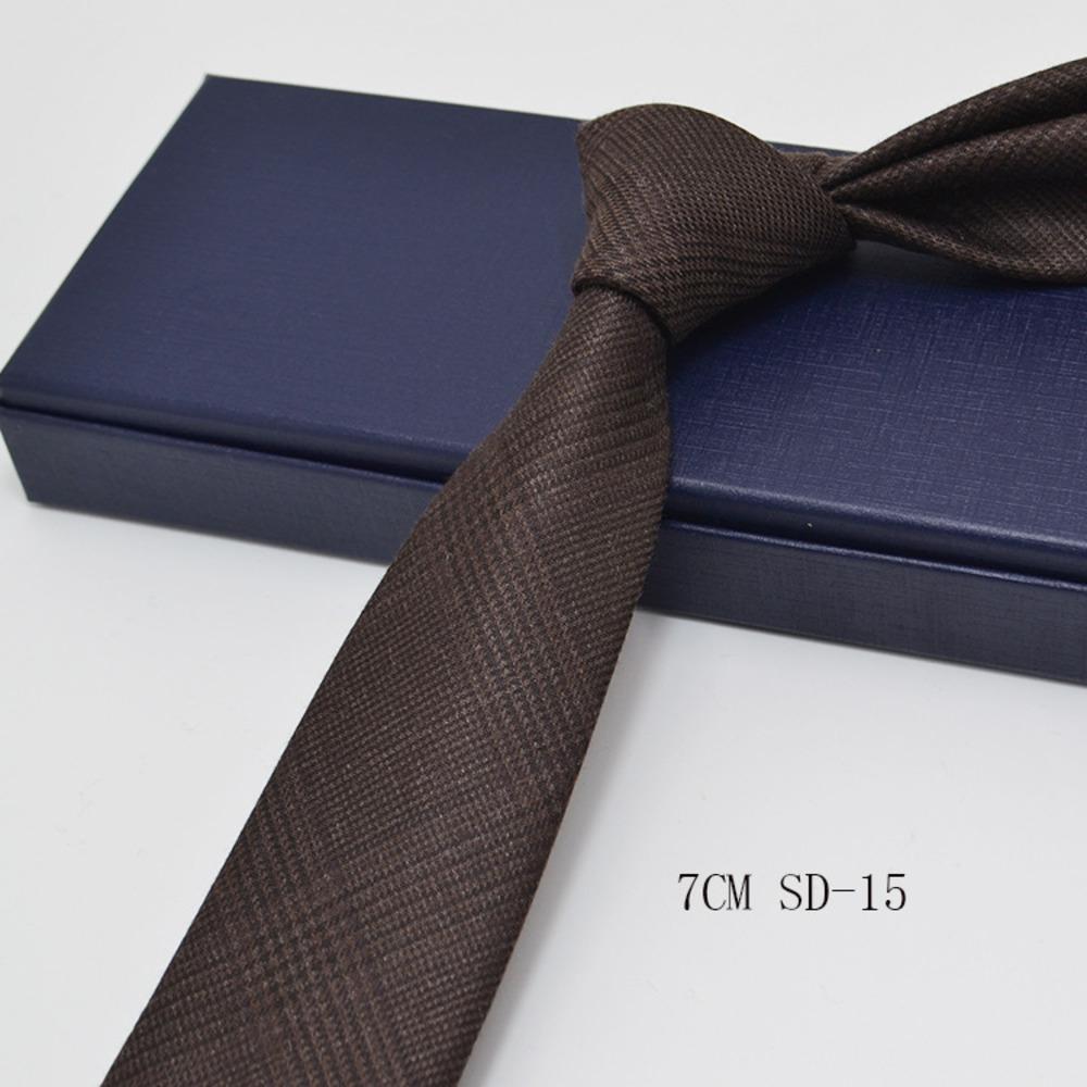 Luxury 7cm Grey Plaid Cotton Neck Ties For Men Soft TR Fabric Red Striped Neckties Casual Ties Wedding Party Groom Cravat Gift