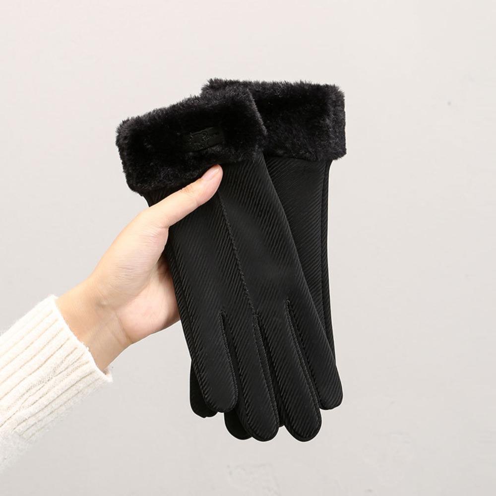 

Touchscreen Plush Gloves Warm Cycling Mittens Fashion Women Winter Gloves Outdoor чорний