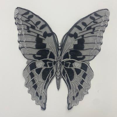 Silber-Schwarz Schmetterlingsmuster Stoffaufkleber Mesh-Boden Zweifarbige Stickerei Wasserlöslicher Mesh-Stickerei DIY Spitze Spitzenbekleidung Zubehör