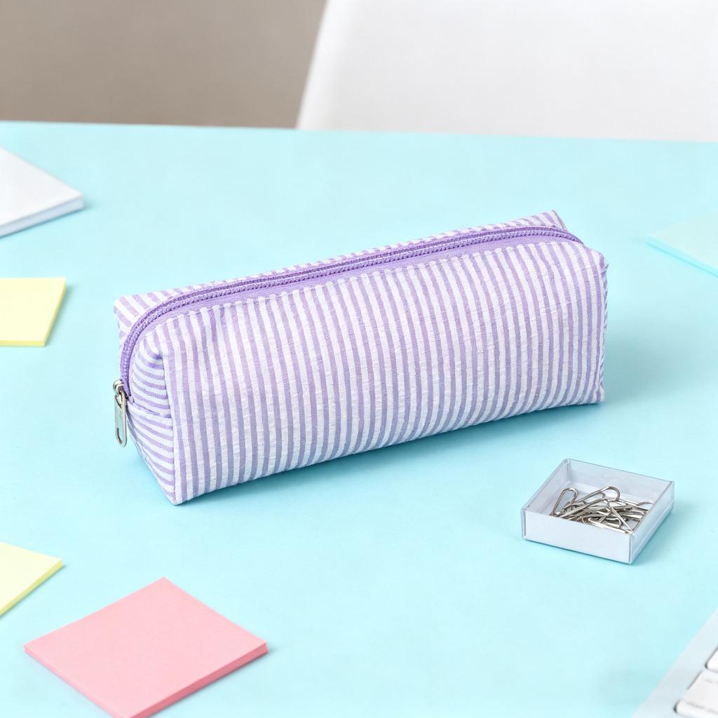Premium Striped Pencil Bag Roomy Compartment Efficient Organization for Office School Supplies Travel Essential Portable