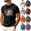 Men’s Summer Short Sleeve Crew Neck Ice Silk T Shirt with Hawaiian Print Casual Sun Protection Quick Dry Top