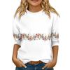 Children's 3/4 Sleeve Tops Casual  Print T Shirt Round Neck Pullover Blouse
