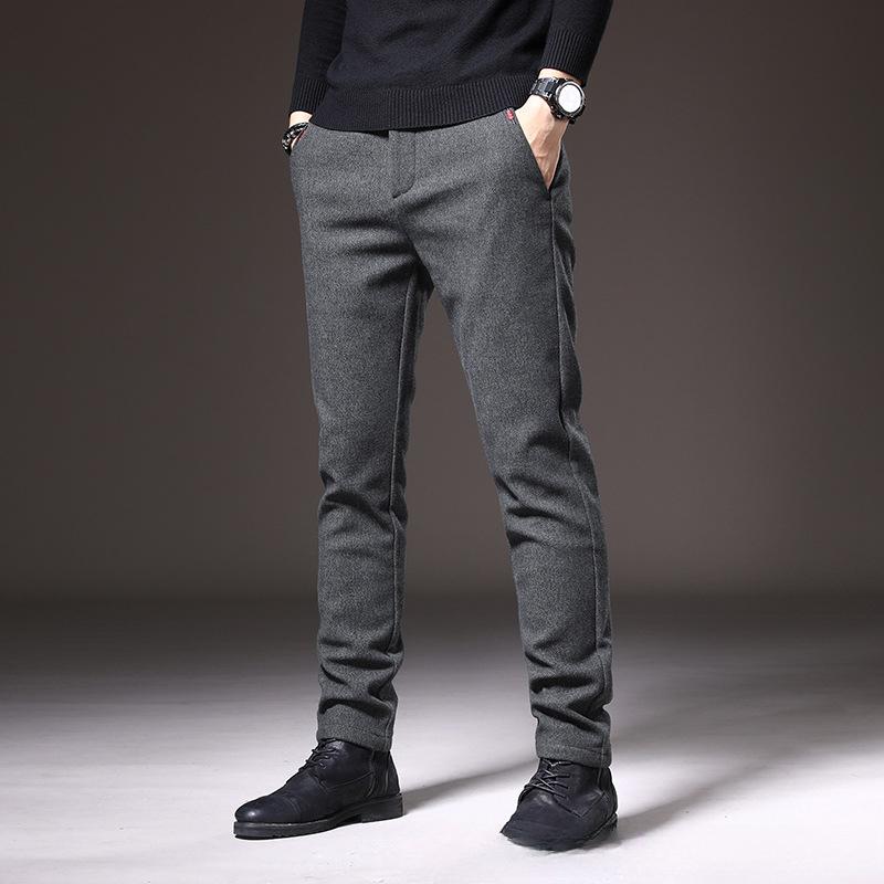 Clothing Autumn Winter Men's Casual Pants Business Fashion Slim Fit Stretch Thick Cotton Trousers Male Korea Outdoors