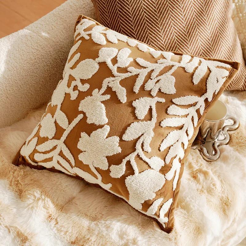11X11/11X11CM Cream Brown Throw Pillow Cover Luxury Nordic Stamping Waist Cushion Cover Decor Home Decorative Pillowcase 1116
