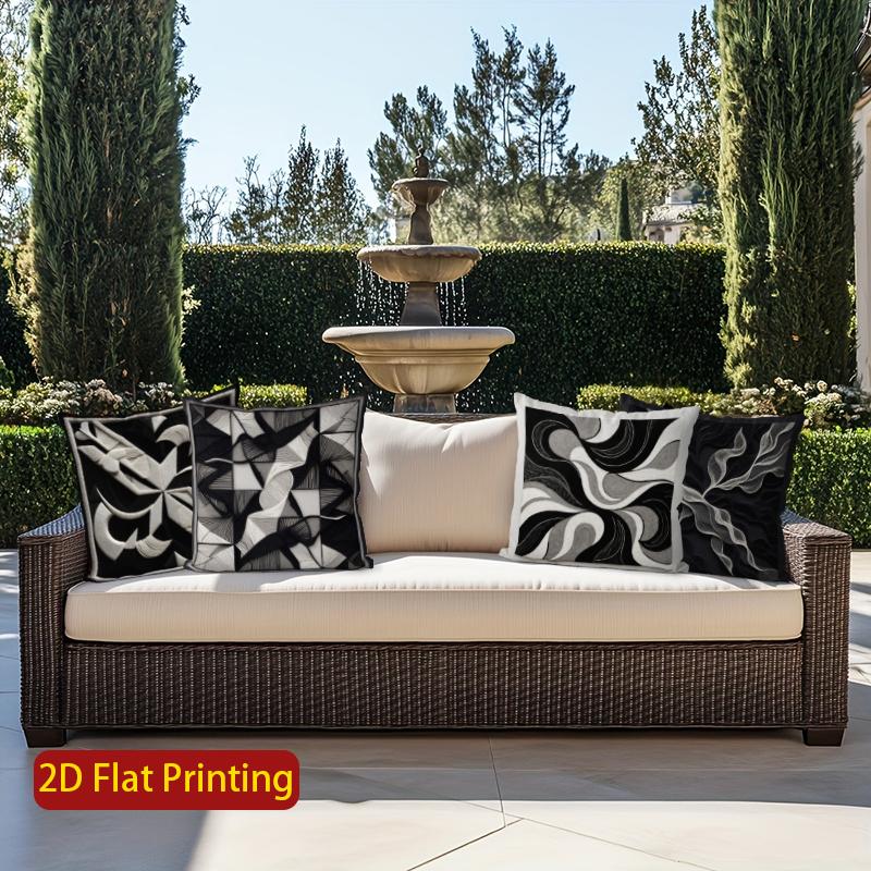 2D Abstract Black And White Geometric Pillow Covers Pattern Cushion Cover Suitable For Sofa Bedroom Car Pillow Cover