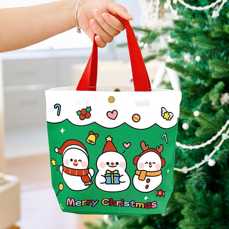 

Милая рождественская холщовая сумка Мультяшный Санта Клаус Застежка Упаковочный пакет для подарков Высокоценная рождественская подарочная сумка Праздничные принадлежности для вечеринок