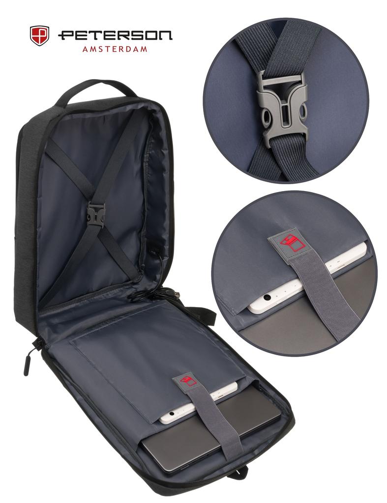 Travel Backpack with Laptop Space and USB Port - Peterson