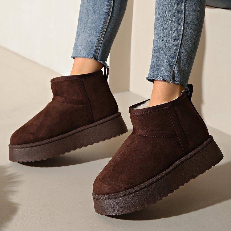 Large size snow boots women's new winter thickened warm low tube thick sole heightening cotton boots women's shoes