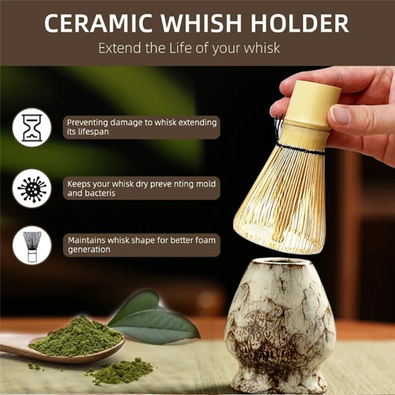 

ABUL-6Pieces Japanese Matcha Tea Set Safe Bamboo Whisk Teaspoon Tea Sets Matcha Bowl Matcha Whisk Holder For Tea Lovers рожевий
