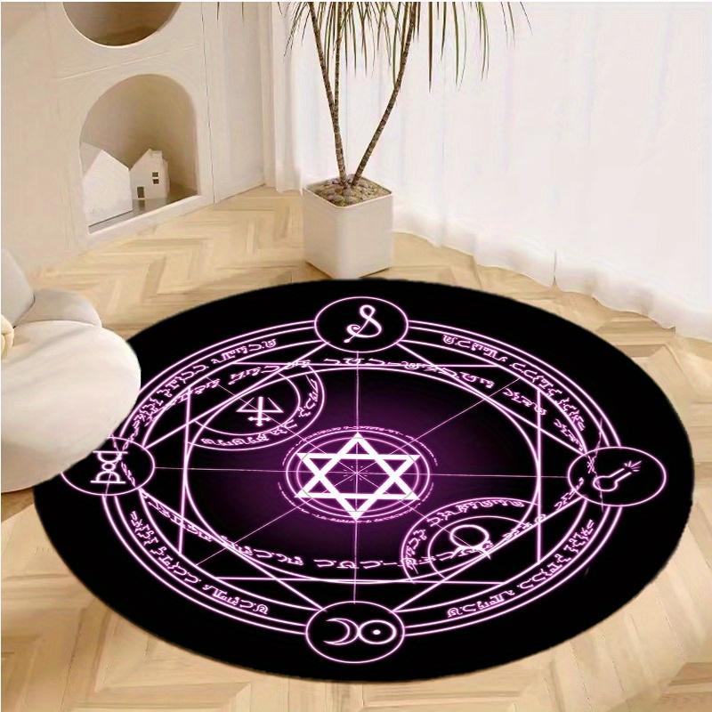 S Purple Magic Formation Round Rug Nonslip Area Rug Office Chair Mat Carpet For Living Room Bedroom Home Decor