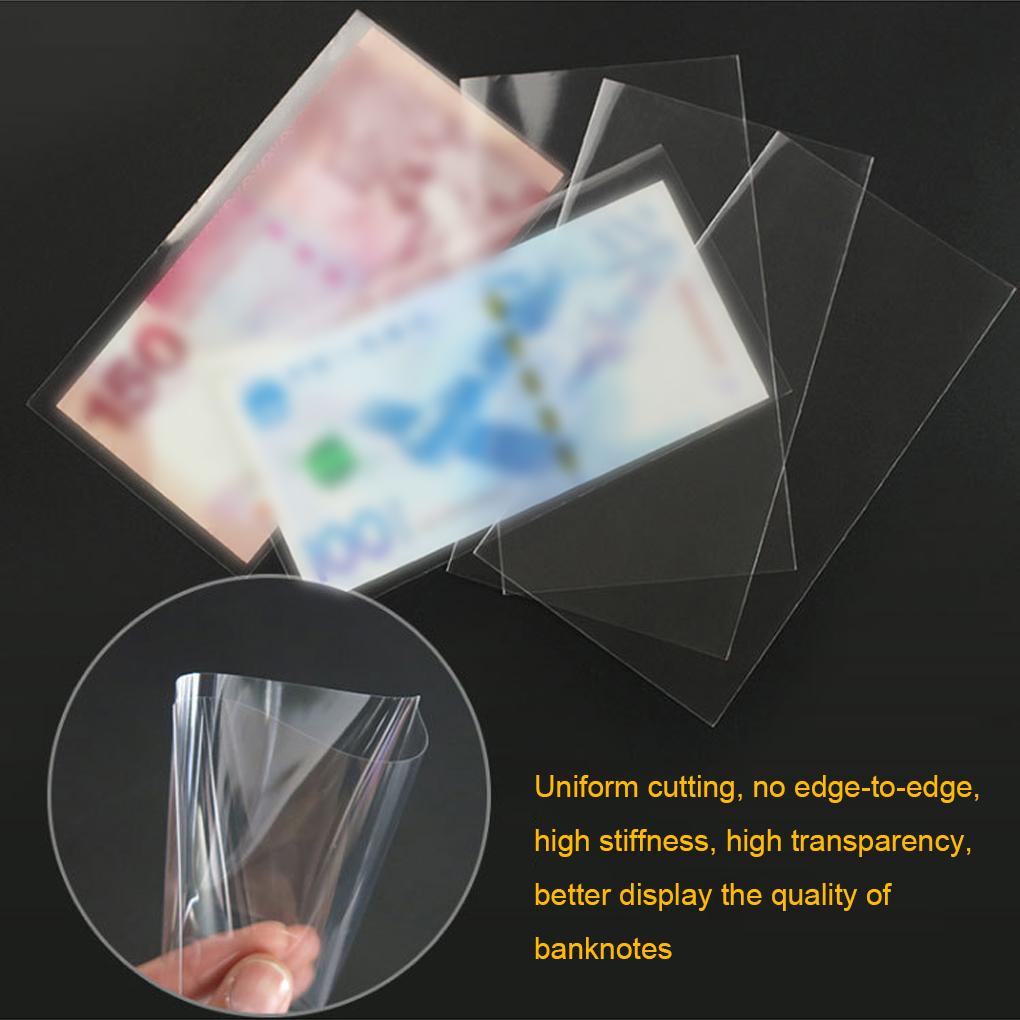 100 Pieces Portable PP Reusable Paper Money Pocket Replacement Oilproof Transparent Cash Album with Storage Case Holders