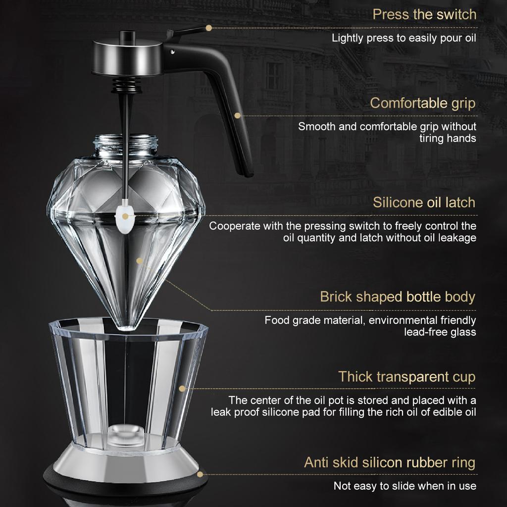 Skleněný/ABS Dávkovací hrnec Dávkovač na med/sirup s rukojetí Nádoba na med Dávkovač sirupu na dort Dezert Láhev dávkovače oleje