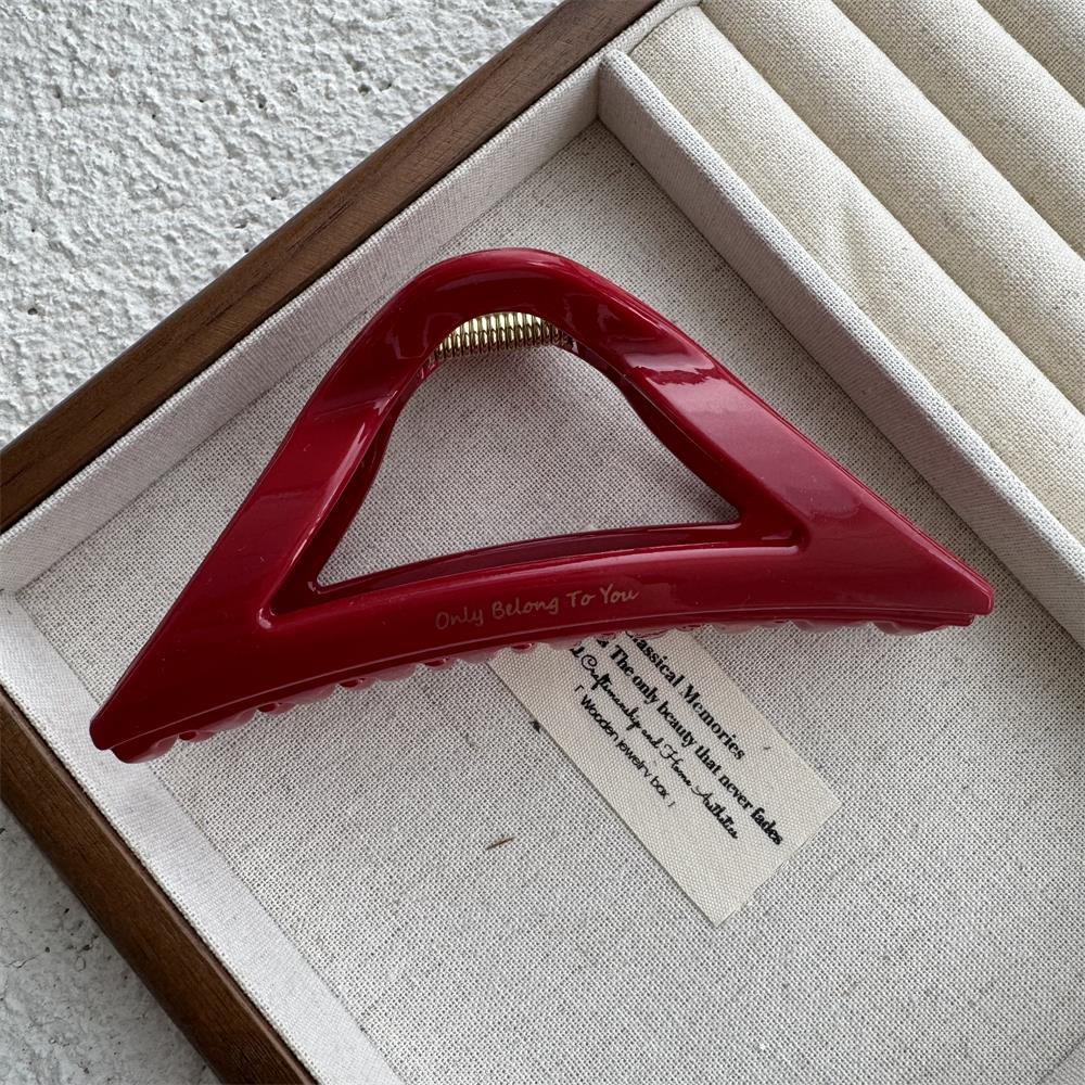 New Year Red Collection: Large Gold Logo Hair Claw—Back of Head Shark Clip Accessory