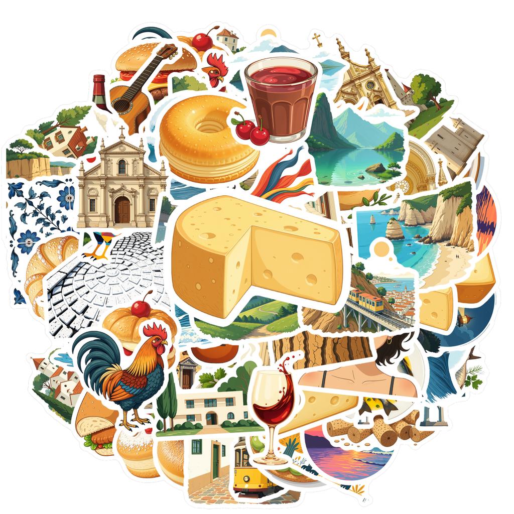 35-100pcs Portugal Landmark Stickers Travel landmarks Cultural Scrapbook Stationery Sticker For Luggage Suitcase Graffiti Decals