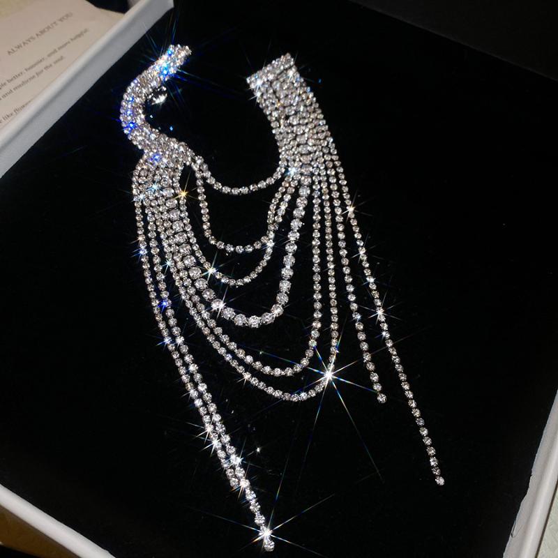 European And American Luxury Full Rhinestone Tassel Brooch Multi-Layer Rhinestone Autumn And Winter Sweater Joker Brooch