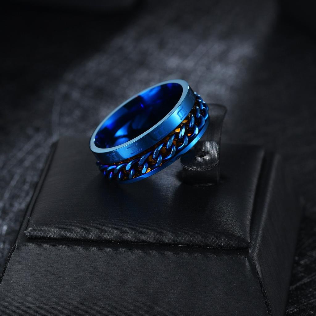 European and American Roman Numeral Ring, Rotatable Chain Ring, Stress-reducing Men's Hand Jewelry