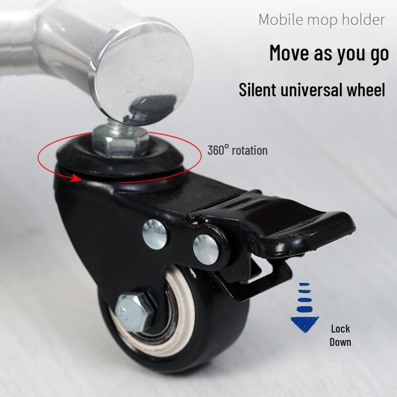 Movable Mop and Broom Holder with Storage Shelf