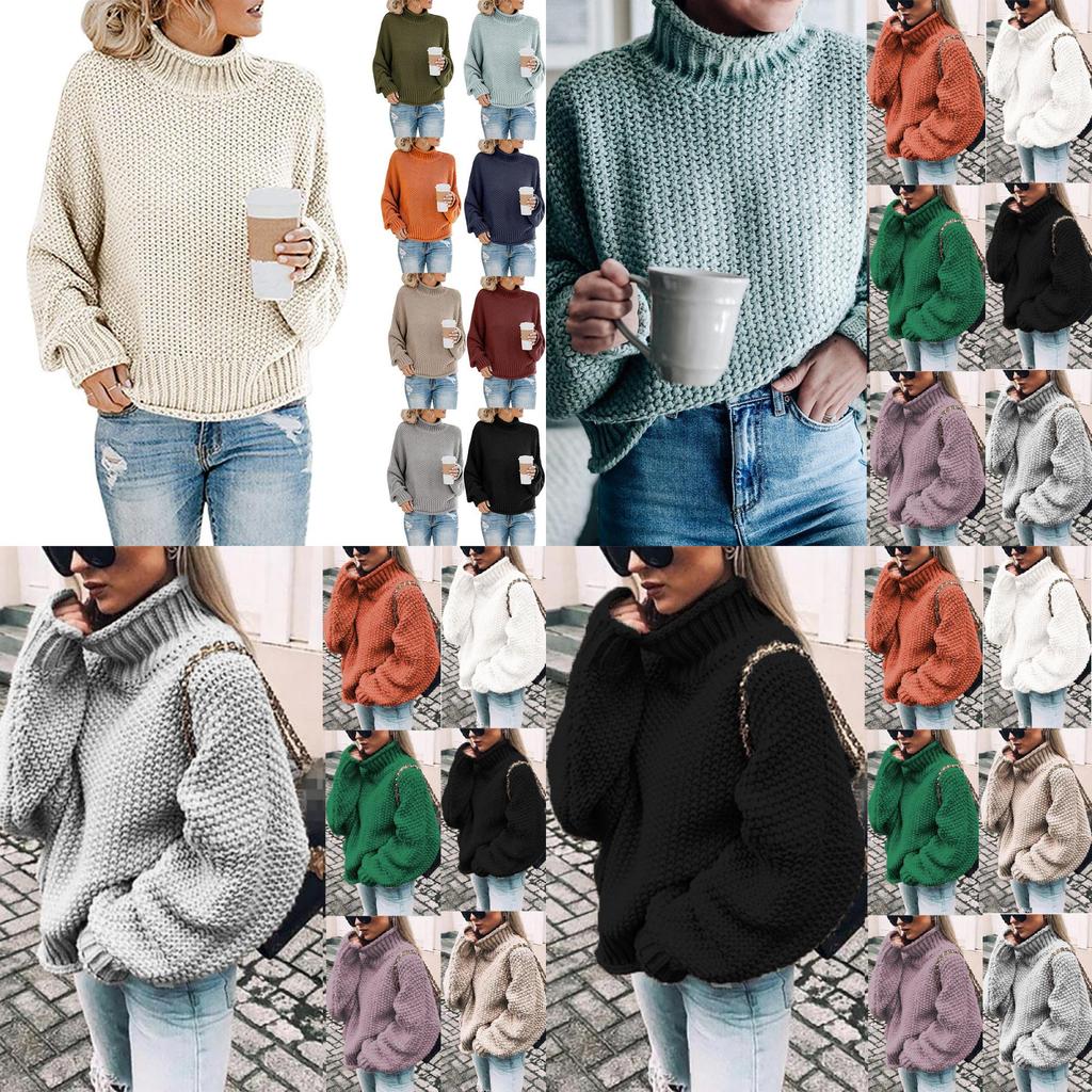 Stylish Winter Women's High Neck Pullover Long Sleeve Sweater For Ultimate Warmth