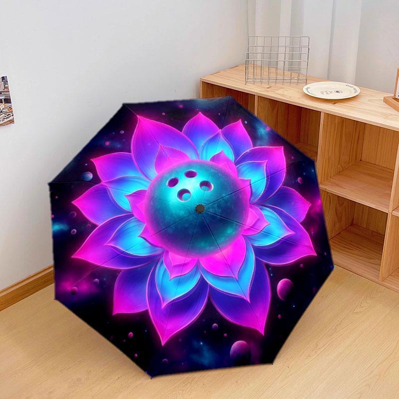 LotusandBall Pattern Pattern New Style Umbrella, 1 Piece Automatic Folding Umbrella, Portable Travel Umbrella, Outdoor Umbrella, Birthday Gift