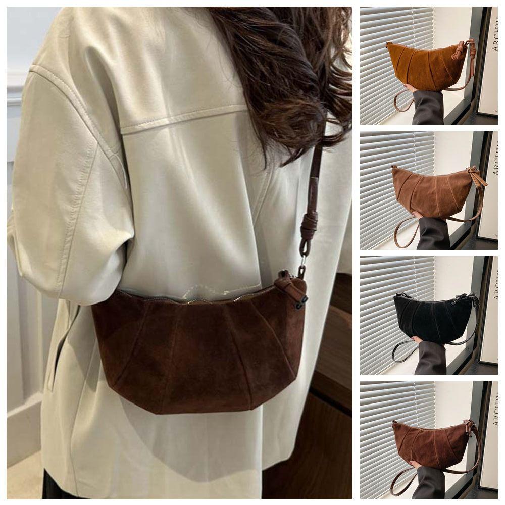 Crossbody Bag Matte PU Dumplings Bag Brown Croissant Shoulder Bag Cute   Gift
