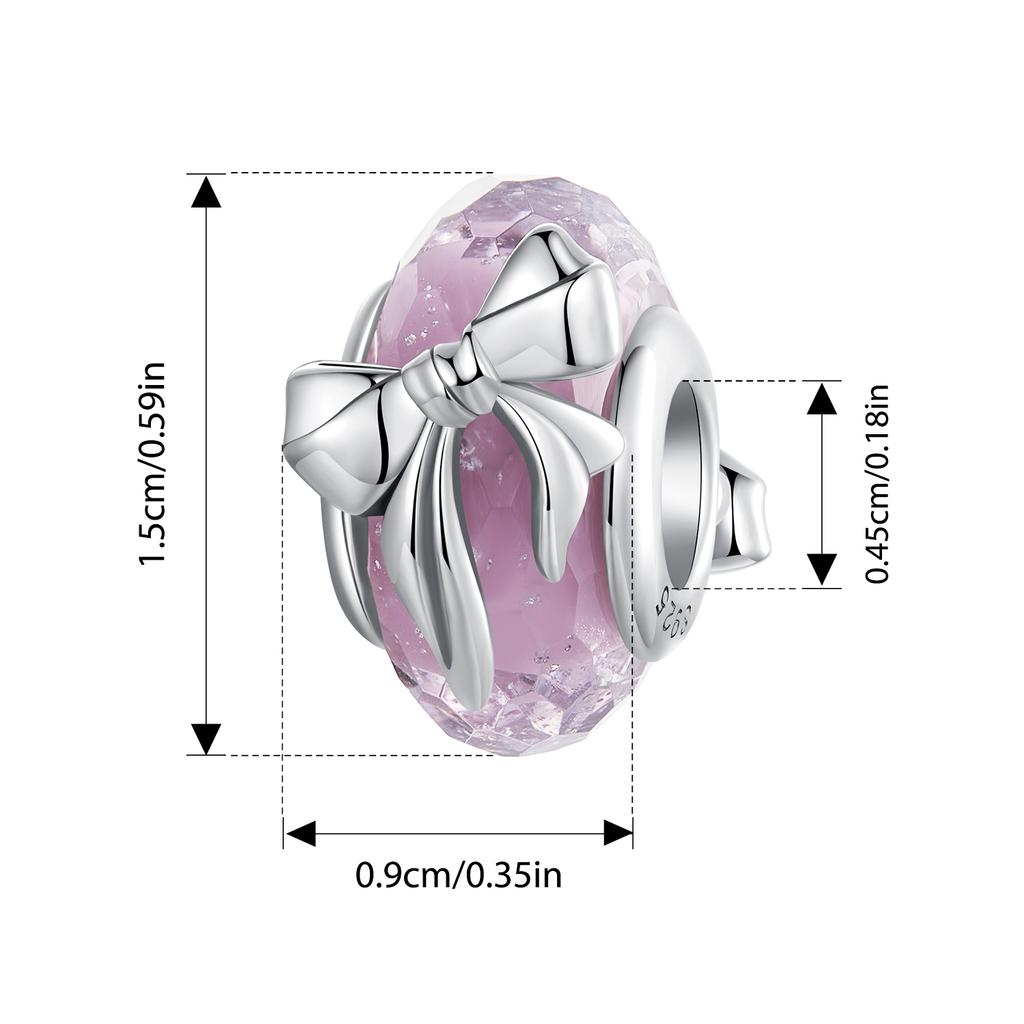 Bamoer Original 925 Silver Witch Knot Pendant Bow Charm Pink Love Beads DIY For Women Party Daily Gift Fine Jewlery
