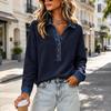 Damen Casual Denim Patchwork Langarm Pullover Sweatshirt Top für den Alltag