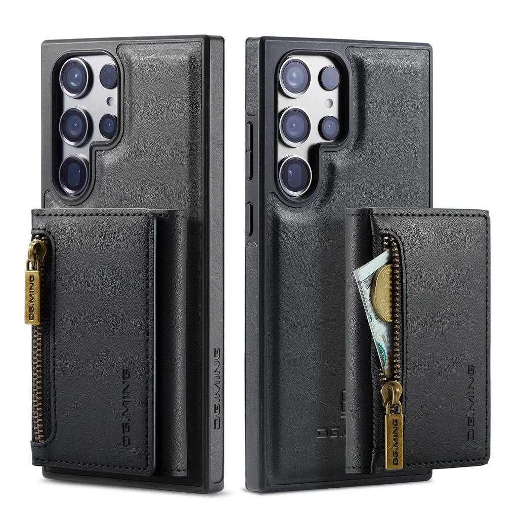 2 In 1 Detachable Magnetic Leather Wallet Phone Case For Samsung Galaxy S23 FE S24 S22 Plus S21 Ultra Zipper Card Holder Cover