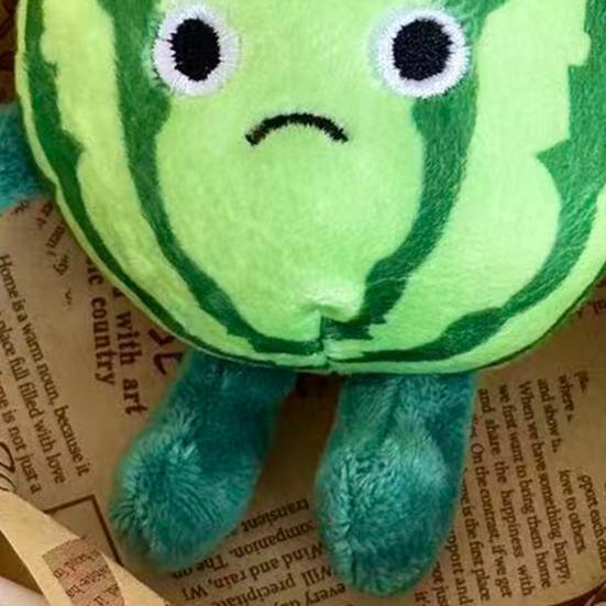 Watermelon Plush Keychain Cute Fruit-Themed Stuffed Toy with Funny Faces Cute Bag Charm Pendant Adorable Gift for Friends Kids