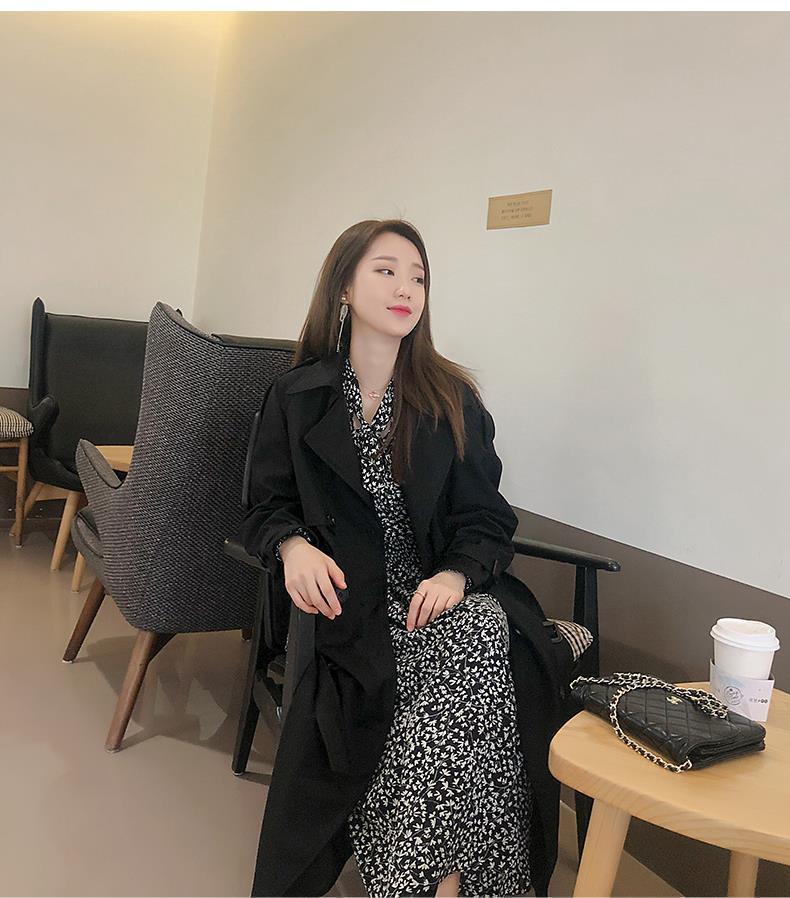 2025 Autumn Trendy Mid-Length Trench Coat for Women: Over-the-Knee, Elegant British Style