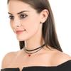 Trendy Pu Layered Choker Necklace For Women With Eye-catching Dual Heart And Star Pendants
