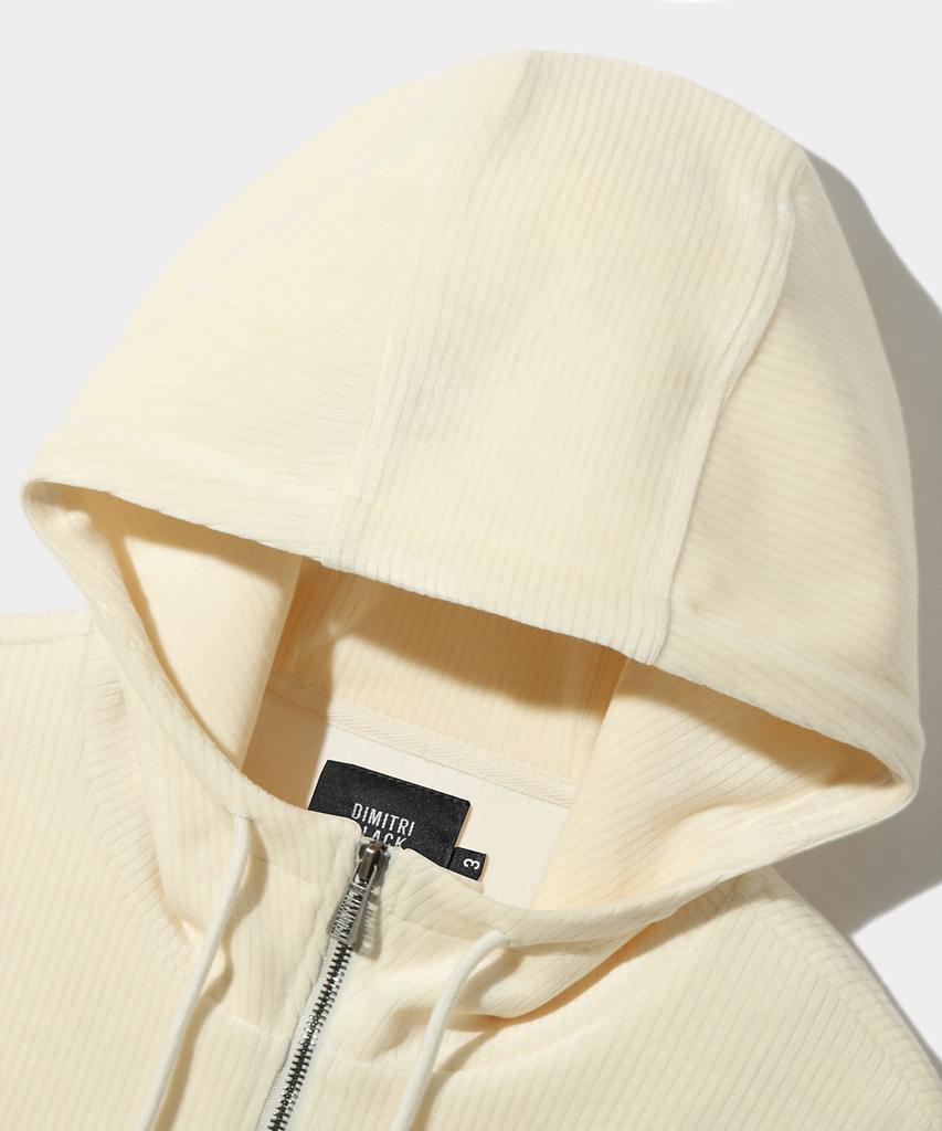 Dimitri Black 2Way Essential Corduroy Zip-Up Hoodie_Oatmeal