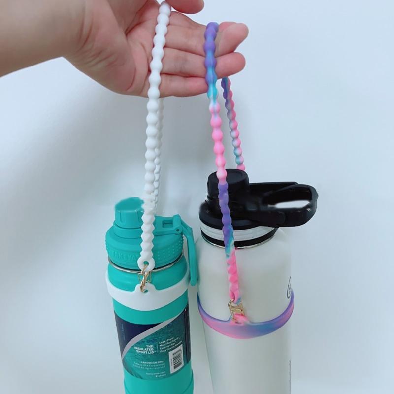 Water Bottle Handle Strap, Silicone Water Bottle Sling Lanyard Attachment Bright Colorful Soft Bottle Handle Grip Holder