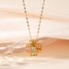Natural Tourmaline S925 Sterling Silver Heart Clover Pendant Necklace for Women