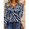 Women's creative printed zipper long-sleeved T-shirt, breathable, soft and comfortable, suitable for all-year-round casual wear