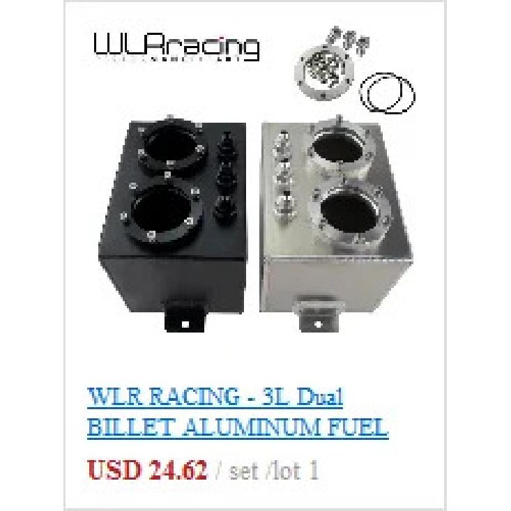 WLR - Twin Fuel Pump Bracket Billet Aluminium Assembly OUTLET Manifold In Black for 044 Fuel Pump With PQY Logo