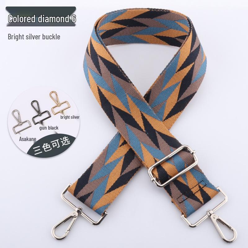 Adjustable 5cm Wide Colorful Diamond Bag Strap - Crossbody & Shoulder Strap Available