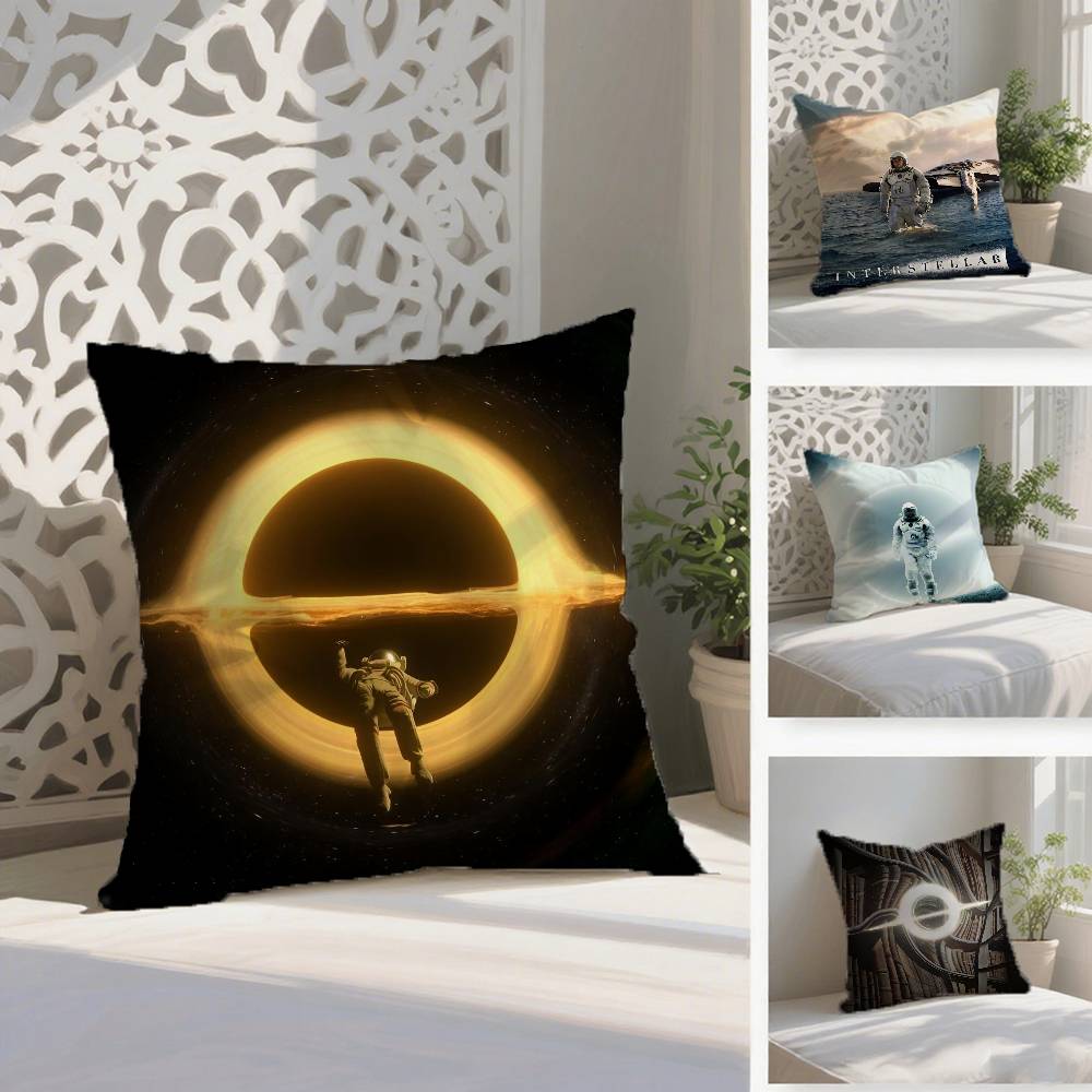 Fiction Planet Style Interstellar Travel-A Pillow Case Anti-dustmite Invisible Zipper Silky Short Plush Sofa Cushion Cover