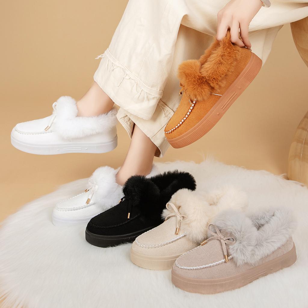 Unisex Baumwollschuhe vielseitig Winter neu Samt verdickt Schneestiefel Ein-Pedal Mode Baumwollschuhe