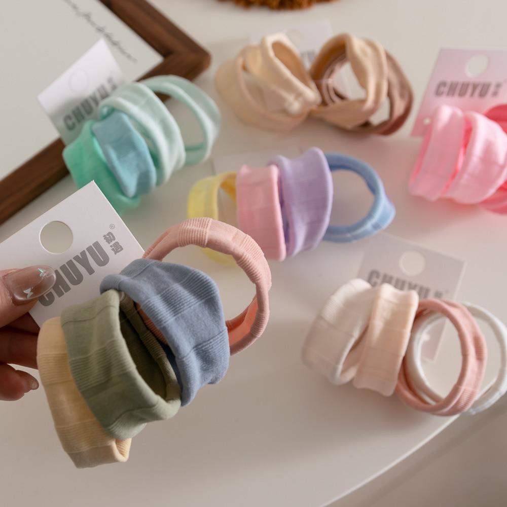 4pcs/set High Elastic Towel Hair Ties Macaron Color Elastic Hair Rings Creative Hair Rope Set  Women