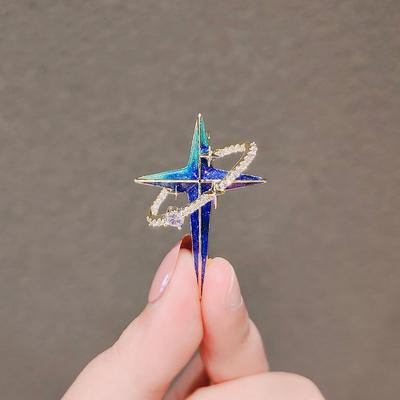 Planet Universe Brooch Male And Female Couples Pin Collar Pin Cardigan Blazer Four Corner Star Cross Star