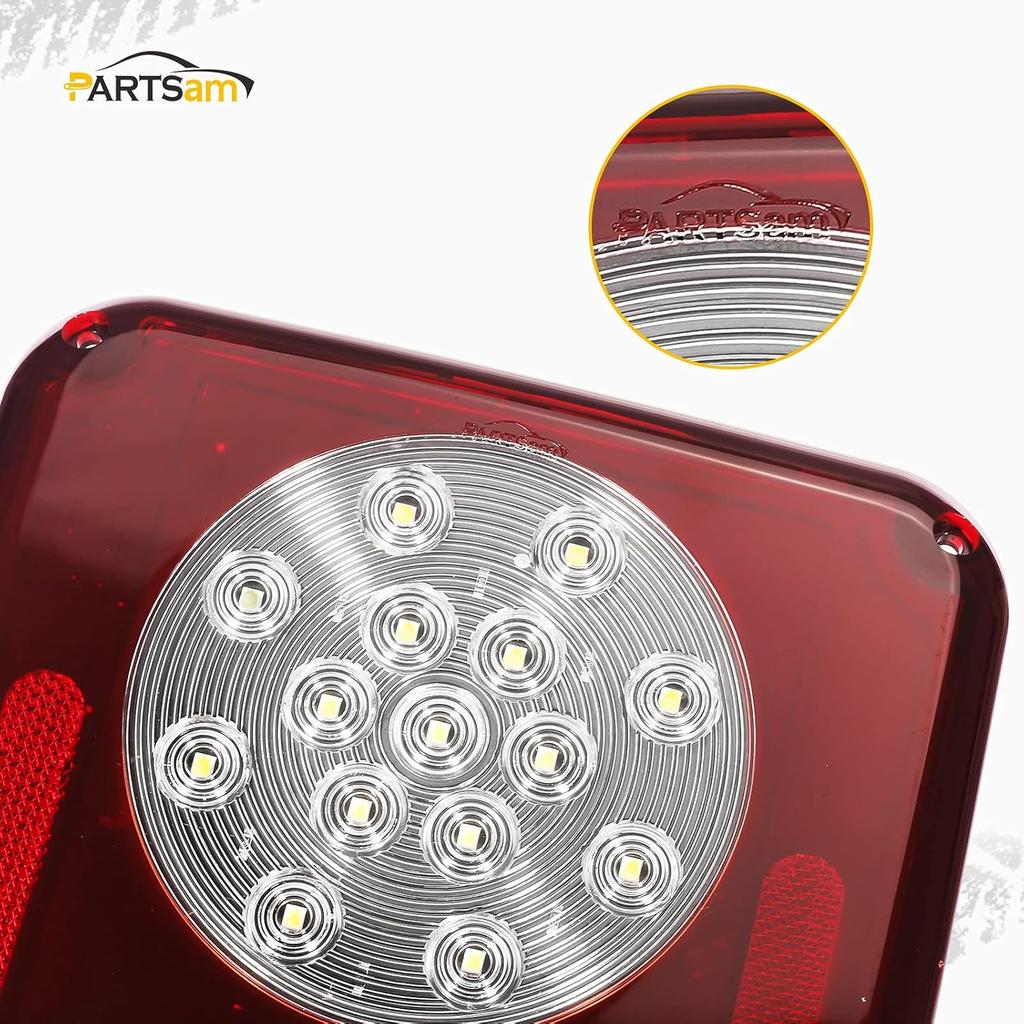 2Pcs Double LED Trailer Tail Lights - Stop Turn Backup Reverse - Horizontal Vertical Mount