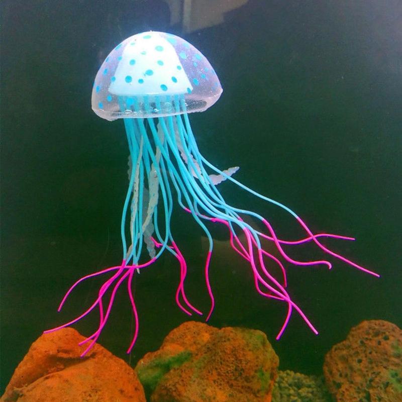 Jellyfish Aquarium Decorations Bright Color Silicone Decor Artificial Jelly-Fish