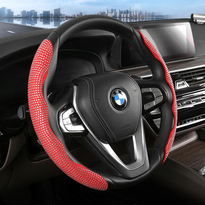 Light and light diamond car steering wheel card cover four seasons universal non -slip and folding resistance Hengwen BMW car handle