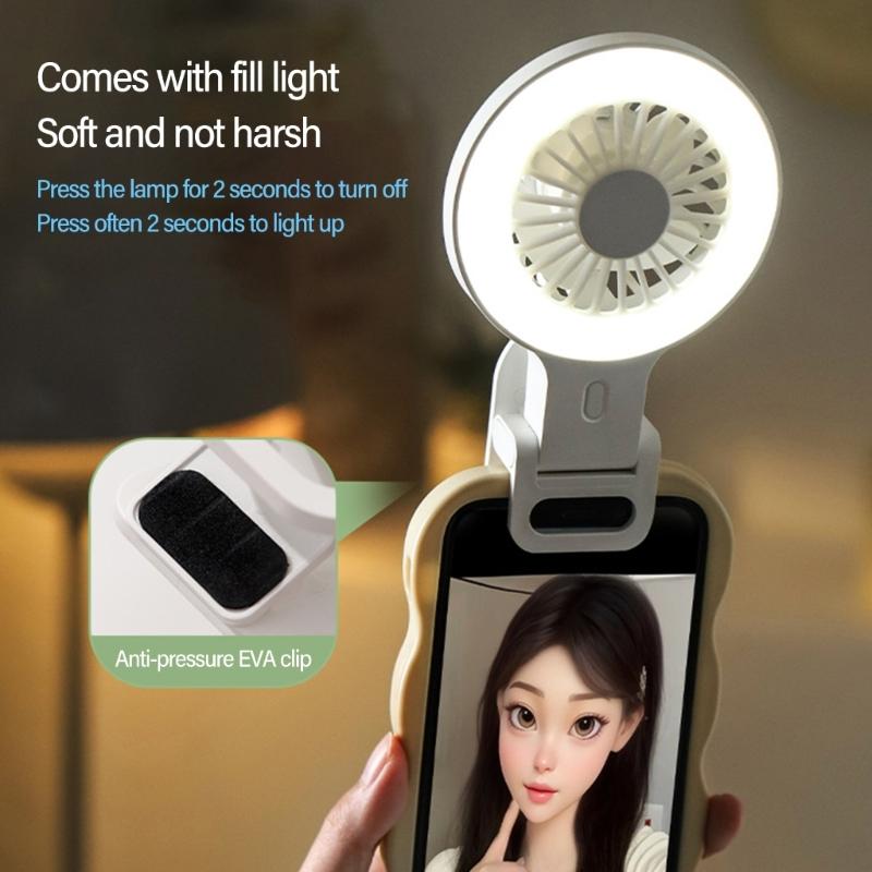 Portable USB Charging Desk Fan With Phone Holder And Three Speed Setting Suitable For Camping Photography Mobile Devices