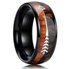Fashion 8mm Black Men Stainless Steel Rings Black Brushed Koa Wood Rings for Men Women Wedding Engagement Jewelry Birthday Gifts
