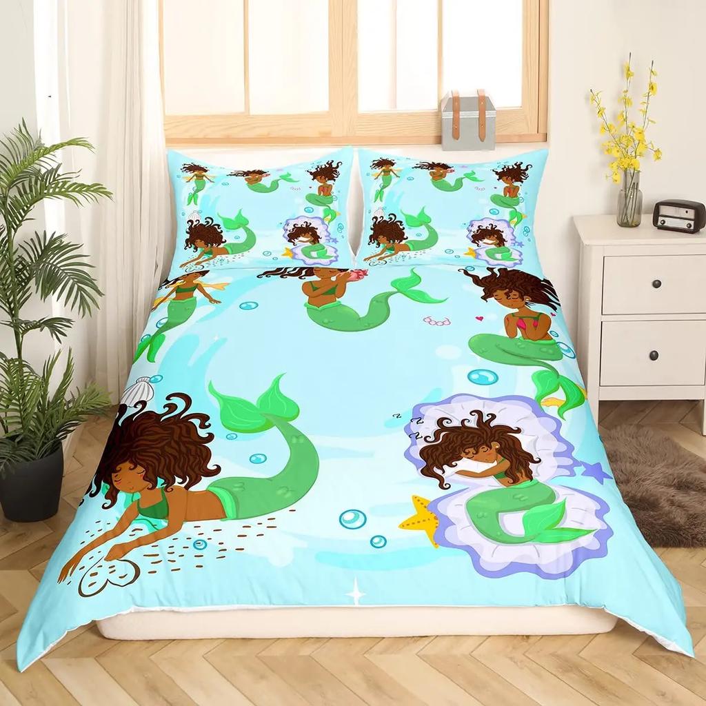 African American Duvet Cover Gilrs Kids Cute Ballet Princess Dancer Bedding Set Double Queen King Size Polyester Qulit Cover
