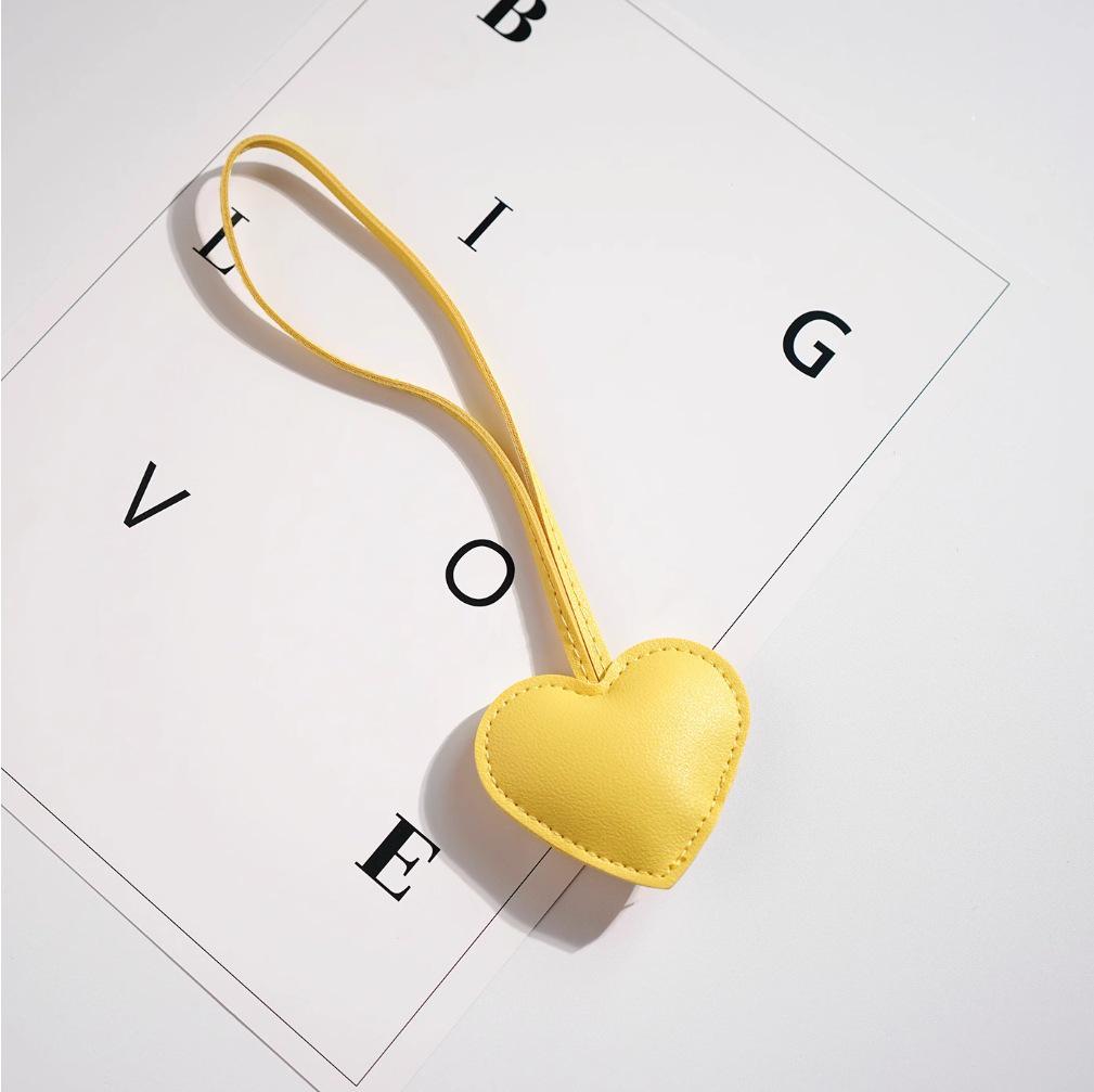 DIY Leather Heart Keychain: Peach Heart Bag Pendant and Backpack Ornament