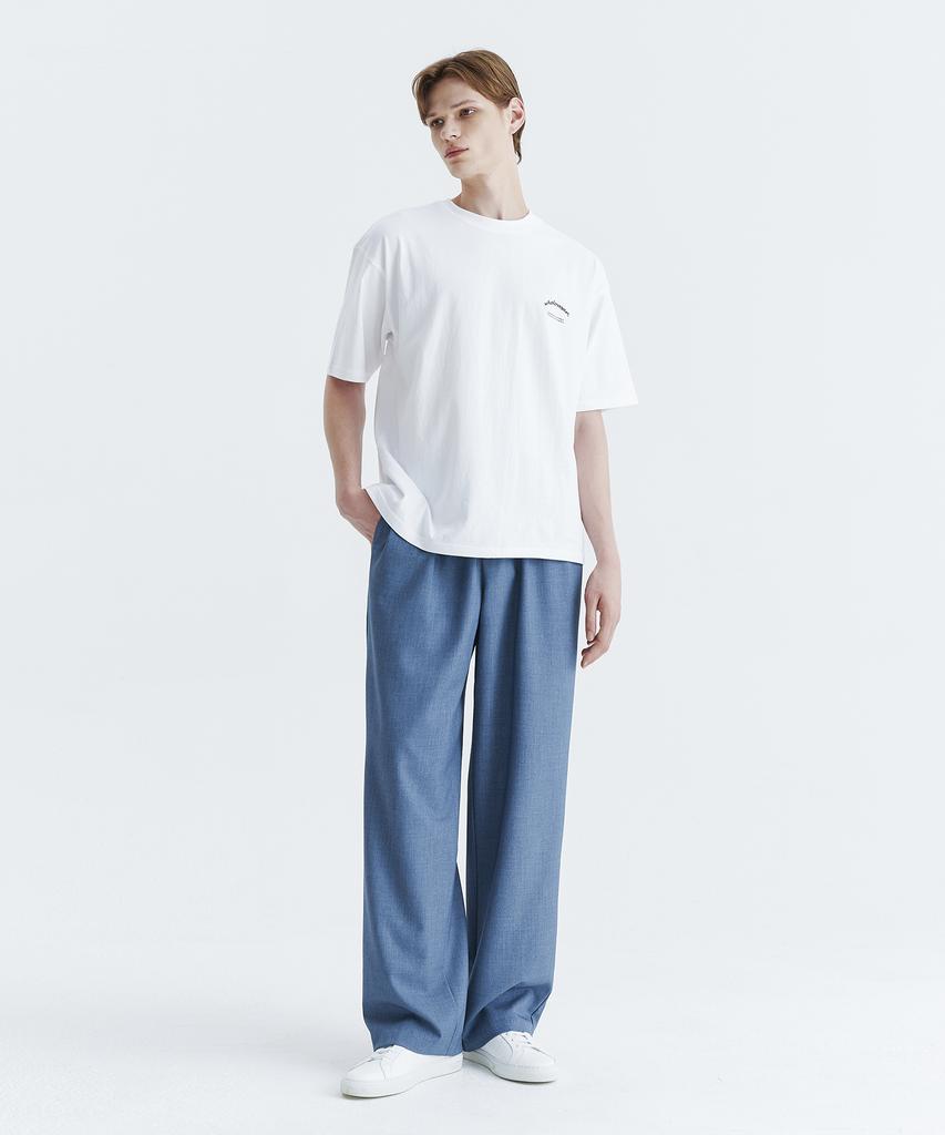 WHOLOVESART Unisex Essential Wide Banding Slacks Smoke Blue
