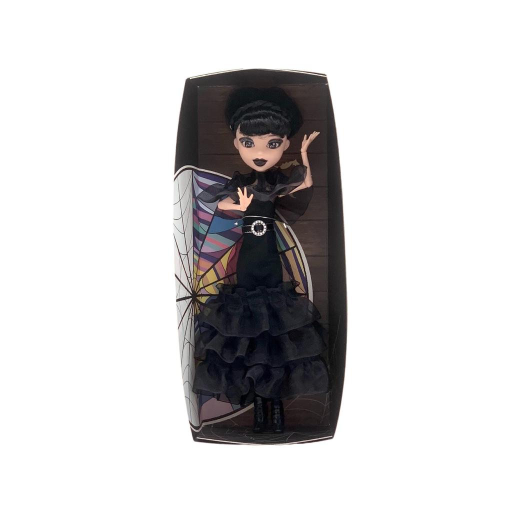 Adams Wednesday Doll in Gothic Black Formal Dress - Rave'n Figure